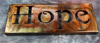 Metal Wall Art Canvas HOPE -- Copper/Bronze