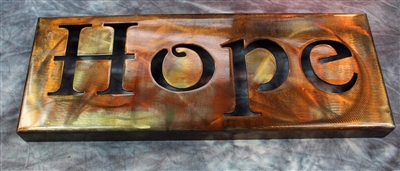 Metal Wall Art Canvas HOPE -- Copper/Bronze