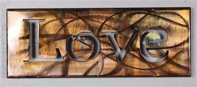 Metal Wall Art Canvas LOVE -- Copper/Bronze