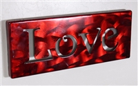 Metal Wall Art Canvas LOVE -- Metallic Red