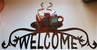 Coffee Cup Ornamental Welcome Sign