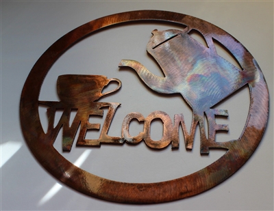 Coffee Welcome Sign Metal Wall Art Decor