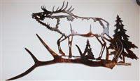 Elk Antler Scene Metal Wall Decor