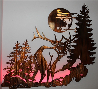 Elk in the Woods Metal Wall Art