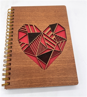 Heart Engraved - Wooden Notebook