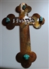 Hope Metal Wall Art Cross with Turquoise Stone Accents
