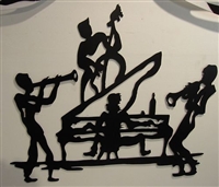Jazz Piano Playing Quartet Metal Wall Art