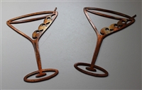 Copper/Bronze Martini Glasses Metal Wall Art Decor Set of 2