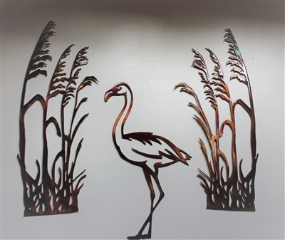 Sea Oats Metal Wall Decor Accents Flamingo Accent