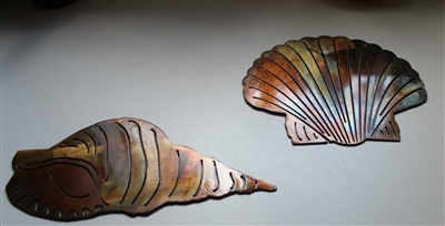 Seashell Set Copper/Bronze plated Metal Art