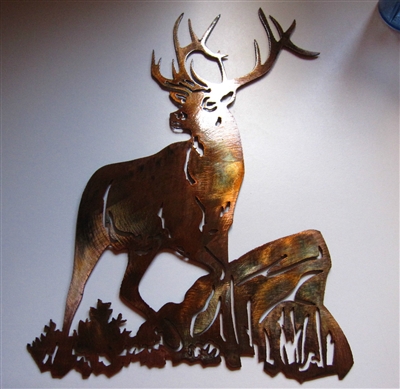 Elk on a Rock Metal Wall Art