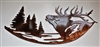 Small Elk and Trees Metal Wall Art