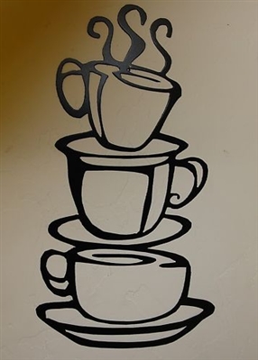 Stacked Coffee Cups Metal Wall Art Decor