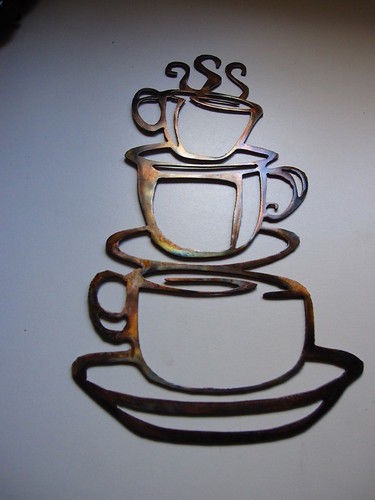 Stacked Coffee Cups (Large) Metal Wall Art Decor