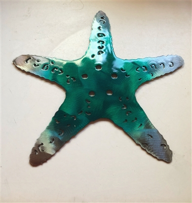 Starfish Metal Wall Art Decor Teal Tinged