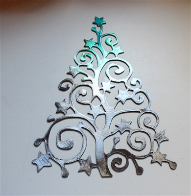 Swirl and Star Metal Wall Art Christmas Tree