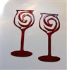 Swirled Wine Glass Pair Metal Wall Art Metallic Red