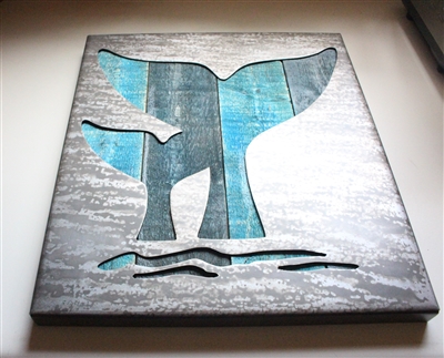 Whale Tail Pair Metal Decor Panel