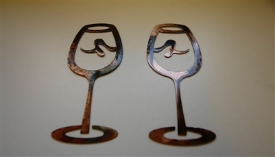 Wine Glass Set Copper/Bronze Plated 9 1/2" tall