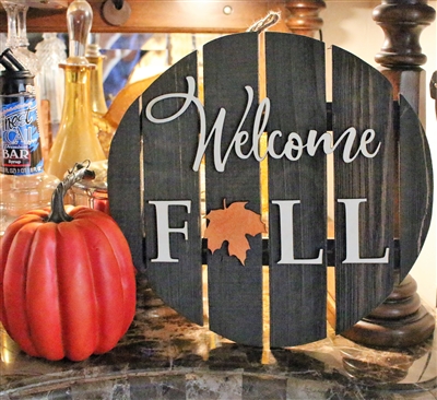 Welcome Fall Wood Circle Pallet Wood Sign