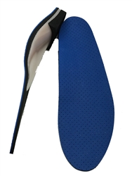 Custom Made Orthotics Full Length 1/8" black eva with 1/16" blue perforated blue cushion top cover