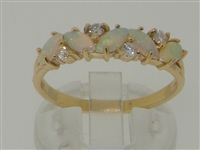 Glamorous 14K Yellow Gold Marquise Australian Opal and Diamond Half Eternity Ring