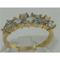 Beautiful 9K Yellow Gold Marquise Cut Aquamarine and Opal Half Eternity Ring