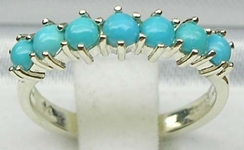 Sophisticated 10K White Gold Turquoise Half Eternity Ring