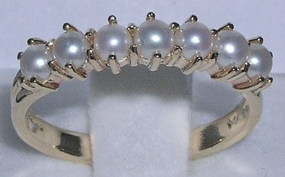 14K Yellow Gold Freshwater Pearl Half Eternity Ring