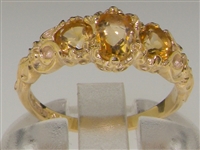 Beautiful Ornate 10K Yellow Gold Citrine Trilogy Ring