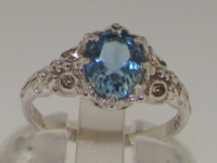 Elegant Platinum Aquamarine Solitaire Ring