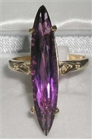 Impressive 9K Yellow Gold Marquise Cut Amethyst Solitaire Ring