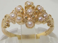 Dainty 9K Yellow Gold Freshwater Pearl Cluster Ring