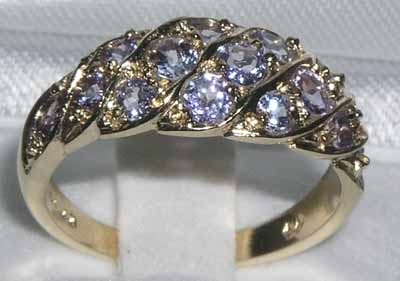 Exquisite 9K Yellow Gold Tanzanite Band Ring