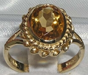 Elegant 9K Yellow Gold Citrine Solitaire Ring