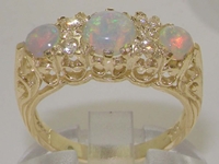 Stunning 9K Yellow Gold Opal and Diamond Dress Ring