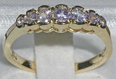 Elegant 9K Yellow Gold Seven Stone Tanzanite Ring