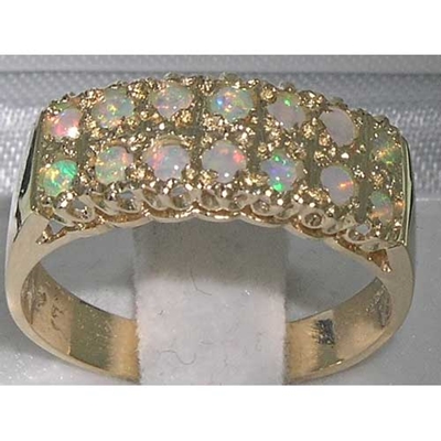 9K Yellow Gold Double Row Opal Half Eternity Ring