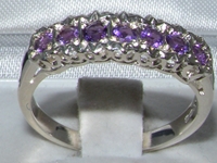 Gorgeous Ornate Sterling Silver Amethyst Half Eternity Ring
