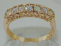 Elegant 9K Yellow Gold Diamond and Opal Half Eternity Ring