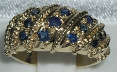 Ornate 9K Yellow Gold Sapphire Ring