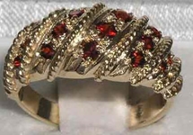 Ornate 9K Yellow Gold Garnet Ring