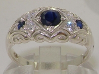 Elegant Sterling Silver Sapphire and Diamond Ring