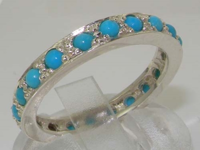 Stunning Sterling Silver Turquoise Full Eternity Ring