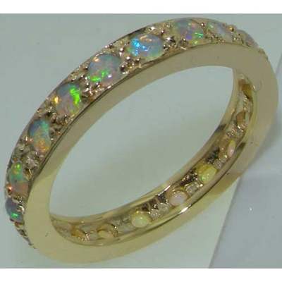 Elegant 9K Yellow Gold Opal Full Eternity Ring