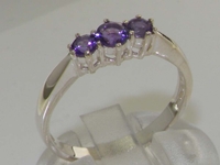 Stunning Sterling Silver Amethyst Set Trilogy Ring