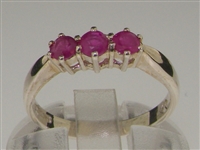 Beautiful Sterling Silver Ruby Set Trilogy Ring