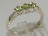 Stunning Sterling Silver Peridot Set Trilogy Ring