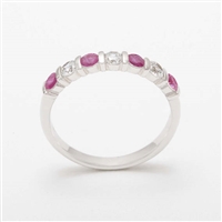 Elegant Platinum Diamond & Ruby Half Eternity Ring