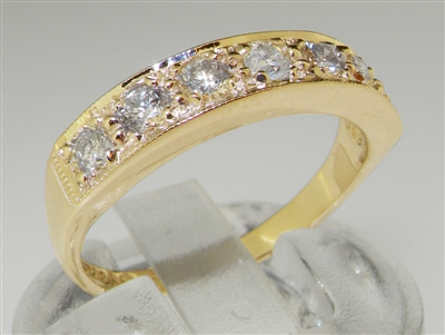 Classic Design 18K Yellow Gold Diamond Half Eternity Ring